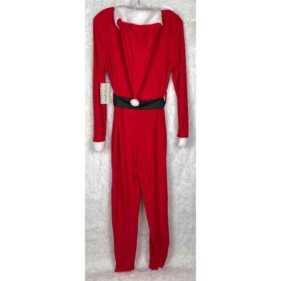 NWT Derek Heart Women's XL Santa Suit with Hat Zip Front Black Belt Faux Sherpa - Picture 5 of 8